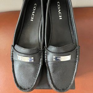 Coach, Brand New Black Fredrica Pebble Grain Leather Loafers, Sz 9